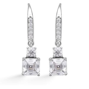 🔥PRICE CUT🔥NWT ASSCHER CUT MOISSANITE EARRINGS IN RHODIUM OVER STERLING SILVER